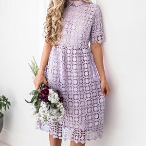 lavender collared dress.